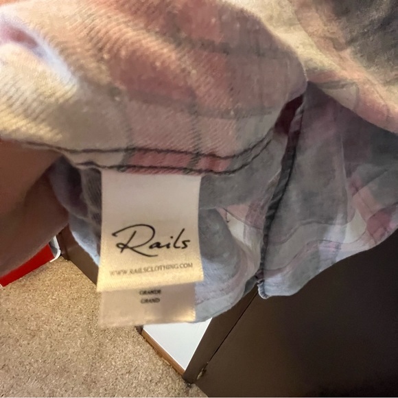Rails Hunter Plaid Flannel Button Down Shirt Storm Pink Cloud Wash Pocket L - Picture 5 of 9